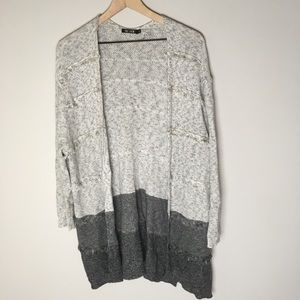 Nic+Zoe Grey Frayed Ombré Open Front Cardigan - K